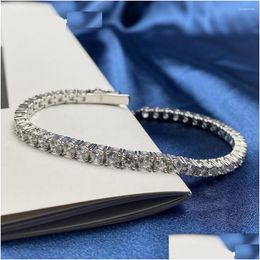 Chain Link Armbanden Echte Moissanite Armband Voor Vrouwen Ss925 Sterling Sier 4Mm Diamanten Armbanden Kettingen Met Gra Certificaat Fijne Je Dhtuo