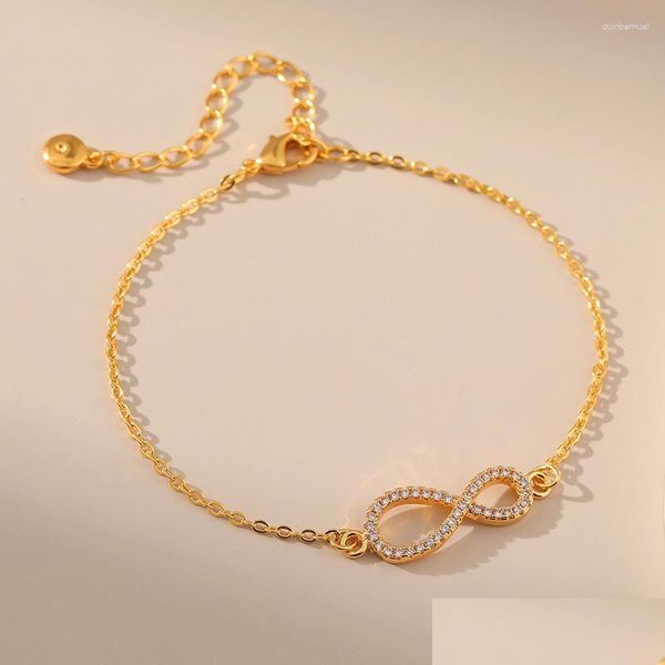 Bracelets à liaison chaîne Bracelet de chaîne métallique mince en or 18 km