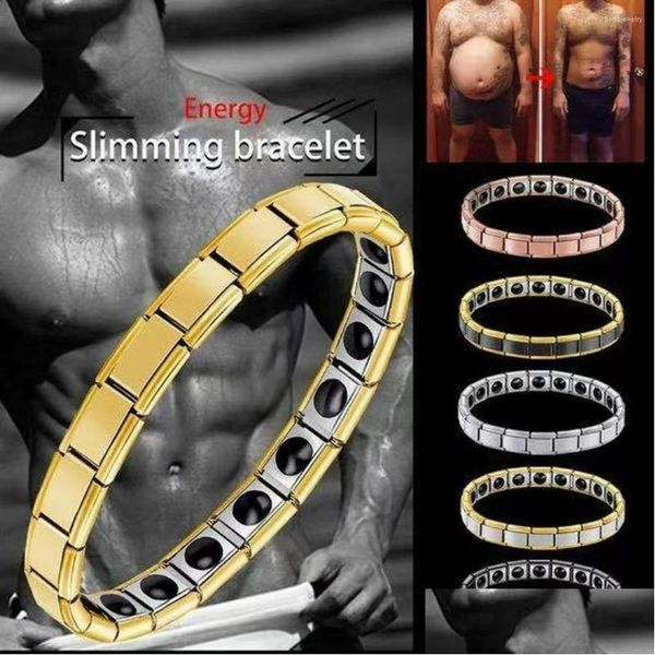 Chaîne Lien Bracelets En Acier Inoxydable Tressé Aimant Bracelet D'énergie Pour Hommes Femmes Aider À Soulager La Douleur Arthritique Promouvoir La Circulation Sanguine Dhz9Z