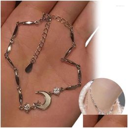 Bracelets à maillons de chaîne Sweet Cool Moon Bracelet de perles ovales Unique Zircon Bracelet Bijoux de mode Femmes Party Dropship Drop Livraison Otppk