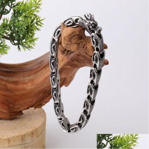 Chaîne Lien Bracelets Vintage Punk Dragon Bracelet Pour Hommes En Acier Inoxydable Personnalité À La Mode Tête Bracelet De Mode Hip Hop Rue Jewe Dhvqc