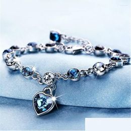 Ketting link armbanden vrouw hart Koreaanse kristal oceaan armband voor vrouwen mode metaal verstelbare sieraden meisje geschenk groothandel druppel del dhf4q