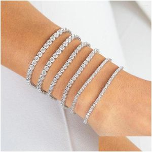 Kettingschakelarmbanden dames tennis armband hiphop trendy kubieke zirconia sier kleur tienermeisje kristallen ketting op de hand bruiloft druppel dhay4