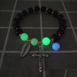 Chaîne de maillons de chaîne 2021 Version coréenne créative DIY Bracelet de perles noires Mode Simple Rétro Alliage Perlé Goutte Lumineuse Deliv Dhgarden Dh6Co