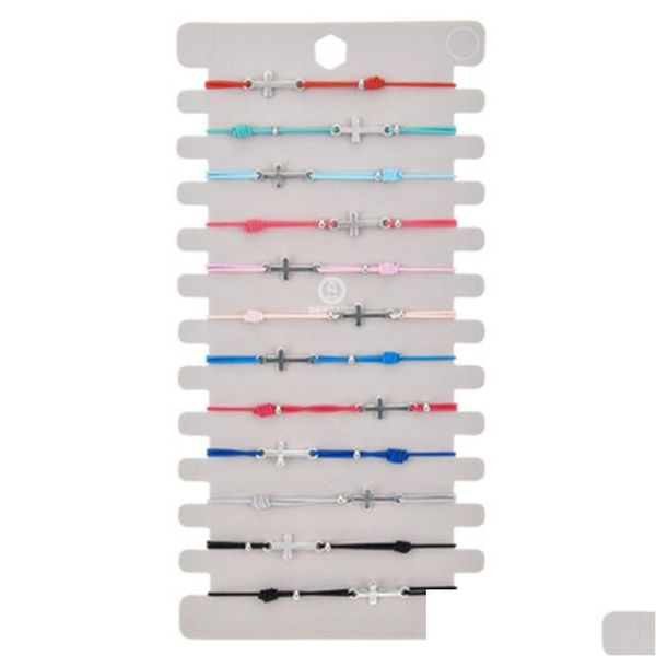 Kit de bracelet d'amitié de chaîne de maillon de chaîne Charms de noeud croisé faits à la main Bracelets tricotés pour femmes Corde élastique réglable Jewe Dhgarden Dhzuq