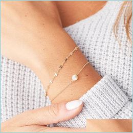 Kettingschakel ketting jujie mode eenvoudige gelaagde lip armband sieraden dunne faux parel vrouwen 316L roestvrij staal body kent22 drop deliv dhsg2