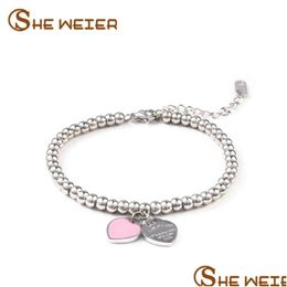 Chaîne Lien Chaîne She Weier Charms Coeur Braclet Bracelets Perles Femme Cadeaux Pour Femmes Femelle En Acier Inoxydable Bijoux Braslet Bijoux Soutien-Gorge Dhpgi