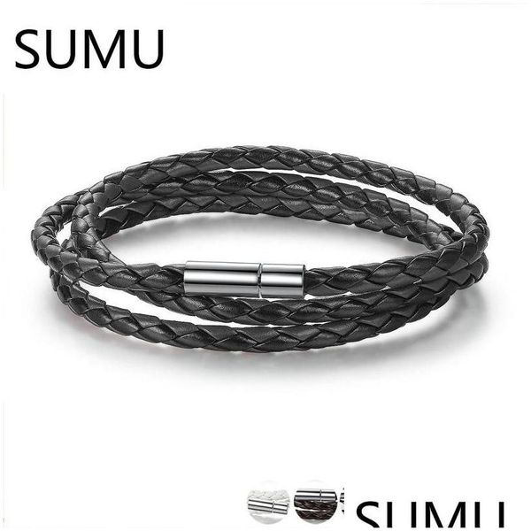 Chaîne de maillons de chaîne Sumu 6 couleurs en gros longue boucle magnétique réglable bracelets en cuir Uni pour femmes et hommes bijoux de mode Dhgarden Dhuis