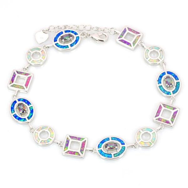 Chaîne Lien Chaîne En Gros Au Détail Mode Fine Bleu Rose Blanc Feu Opale Bracelet 925 Sterling Sliver Bijoux Pour Femmes Bal1 Dhgarden Dhdu7