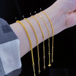 Chaîne de maillons de chaîne Couleur or jaune Bracelets monocouches Bracelet Vintage Charm Bracelet Pseras Mujer Bijoux à la main 2021 Arriv Dhgarden Dhnzs