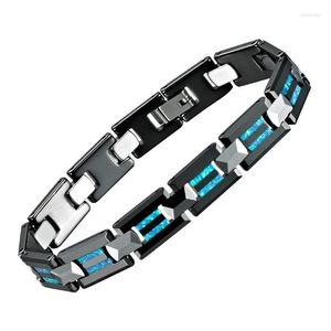 Chain Link Classic Black Ceramic Blue Opal Tungsten Armband voor mannen en vrouwen Charm Bangles Kostuum Mannelijke Heren Armbanden Sieraden Man Dhpw7