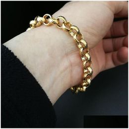 Eslabón de cadena lleno de oro Belcher Bolt Ring para hombre para mujer pulsera sólida joyería en 18-24 cm de longitud entrega de gota pulseras de joyería DH2DW