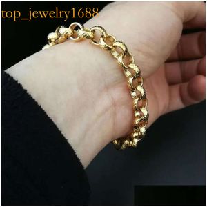 Ketting link goud gevulde Belcher Bolt Ring Ring Heren Dames Solid Bracelet Jewllery in 18-24 cm lengte druppel levering sieraden armbanden Dh2DW