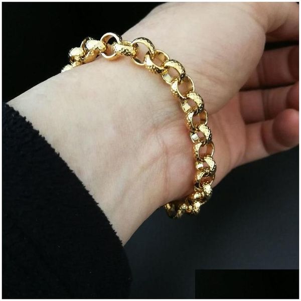 Lien de chaîne Gold Filled Belcher Bolt Ring Mens Femmes Solide Bracelet Jewllery en 18-24cm Longueur Drop Livraison Bijoux Bracelets Dh2Dw