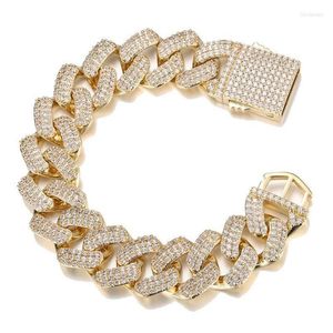 Chaîne Lien Hop 3 Rangée Cz Pierre Pavée Bling Glacé 20 Mm Grand Large Cubain Miami Bracelet Pour Hommes Rappeur Jewelrylink Lars22 Drop Deliver Dhxp3