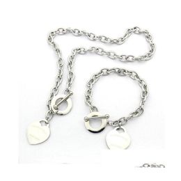 Chaîne de luxe Designer S Link Sier Heart Bracelet Bracelet Collier Ensemble Forme Originale Mode Classique Femmes Bijoux Cadeau Drop Livraison J Dhnqt