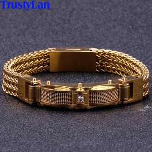 Chain Luxury Gold Ploated Men S armbanden vrienden man armband met magneet gesp 316L roestvrij staal mannelijke sieraden accessoires 230506