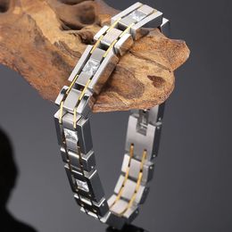 Chain Man Armbanden CZ Sieraden Verjaardagscadeaus voor Vriendje 12 MM Geborsteld Verguld Roestvrij Stalen Ketting Armband voor Mannen Groothandel 231016