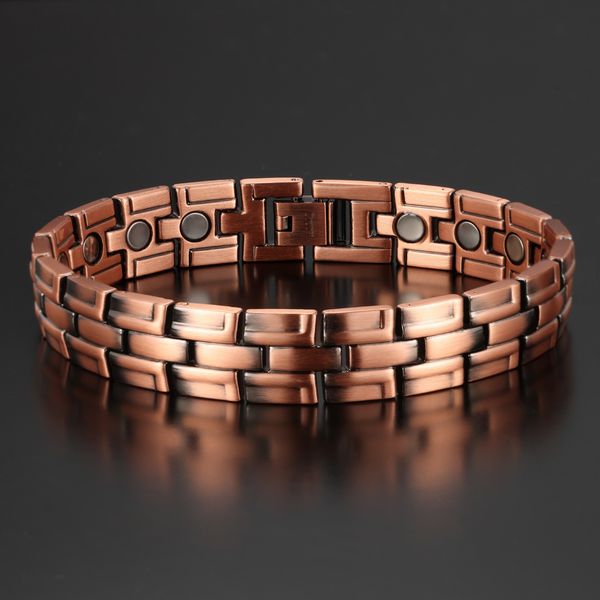 Chaîne Hommes 9995% Pur Bracelet En Cuivre Double Forte Thérapie Magnétique Rouge Pour L'arthrite Soulagement De La Douleur Bijoux Accessoires 230511