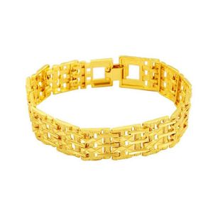 Chaîne Men039S Large Montre Boucle 24K Gold Plate Link Bracelets Jsgb134 Cadeau De Mode Hommes Bracelet Plaqué Jaune 1324592 Drop Livraison Juif Dhrhd