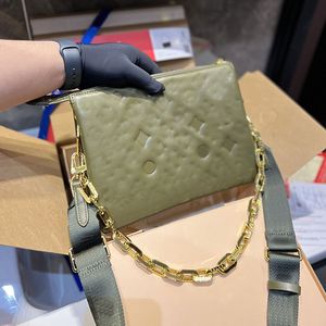 Bolsas de mensajería de cadena Bolso de hombro Bolso de bolso Bolsas de embrague de moda impresa cuero genuino de cuero bordado con tiras de hombro con cremallera