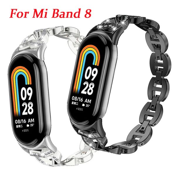 Sangle de diamant Chain Metal pour Mi Band 8 Watch Band pour Xiaomi Mi Band 8 NFC Smartband Accessories Bracelets pour Miband 8 Bracelets