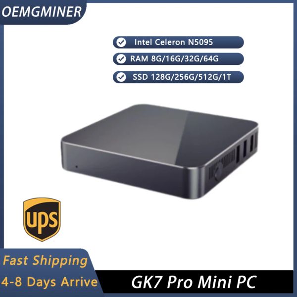 Chain / Miner GK7 Pro Intel N5095 Mini PC: 8 Go / 16 Go de RAM, 128 Go / 512 Go SSD, 4 cœurs, Win10 / Win11 / Ubuntu / Linux, meilleur joueur / bureau / PC professionnel