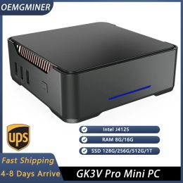 Chaîne / mineur Nouveau GK3v Pro Intel J4125 Mini PC GK3V DDR4 RAM, NVME SSD, WiFi5 BT4.2 Mini ordinateur de jeu de bureau