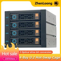 Chaîne / miner Zhenloong 4 Bay U.2 NVME SSD Swap Hot Swap Storage de 3,5 "/2,5" Disque dur Cage SAS SATA3 Module 5,25 pouces Poste de conduite optique Con