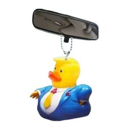 Chain Mirror Car Ducks Rear View Clé Decoration Plat Acrylique Trump Pendant 0416