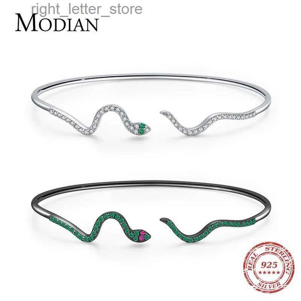 Chaîne MODIAN luxe scintillant noir serpent Bracelet 925 en argent Sterling Punk réglable zircone Bracelet pour les femmes fête Fine bijoux YQ231208