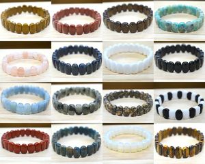 Chaîne Naturel 10x14mm Forme Ovale Facettes Cordon Élastique Pierre Cristal Aigue-Marine Obsidienne Améthyste Bracelets Bracelets Femme pour Femmes 231130