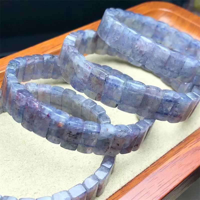 Łańcuch naturalny kordieryt bransoletki obróbka kryształowy kamień elastyczny multi kolorowy kamień damski damski prezent urodzinowy 1 sztuk 6x11 mm Q240401