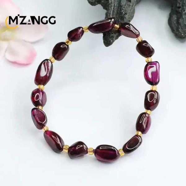 Chaîne Natural Garnet Bracelet Purple Tooth Black Color Biel Bijoutte String Charm Fashion Crystal Guérisse Énergie Gift Stone Gift Y240420