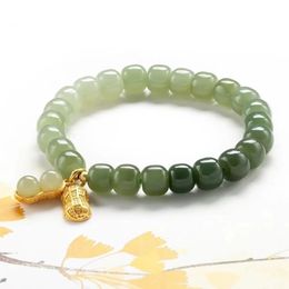 Chaîne Naturel Hetian Jade Boucle Bracelet Amulette Transfert Perles Bracelet pour Femmes Filles Copines Bijoux Bénédiction Cadeaux 231130
