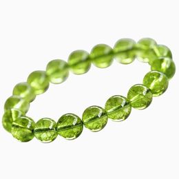 Cadena de peridoto natural pulsera joyería para mujeres hombres regalo curativo cuentas de cristal verde olivino piedras preciosas hebras AAAAA 8 mm 10 mm 231130