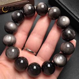 Chaîne Naturel Silver Obsidian Bracelet Mens and Womens Models Double Cat Eyes Silver Obsidian Gold Obsidian Lucky Amulet Hand String Y240420