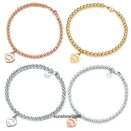 Chaîne nette 100% 925 argent 4 mm perle ronde amour bracelet en forme de coeur femelle épaissie de fond d'argent pour copine
