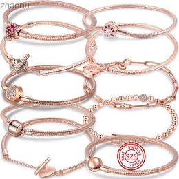 Ketting nieuwe 925 Sterling Silver Crown Heart T-Bar hangslot mousserende gesp buckle Snake Chain Rose Gold Charm Diy Productie Luxe sieraden XW