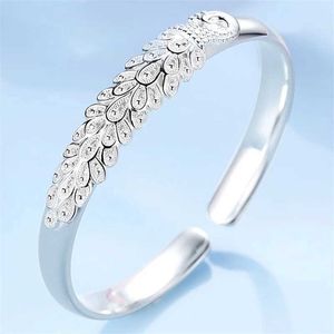 Chain New 925 Silver Silver Elegant Peacock Opening Screen Bracelet Bracelet For Women Fashion Party Accessoires Accessoires de bijoux