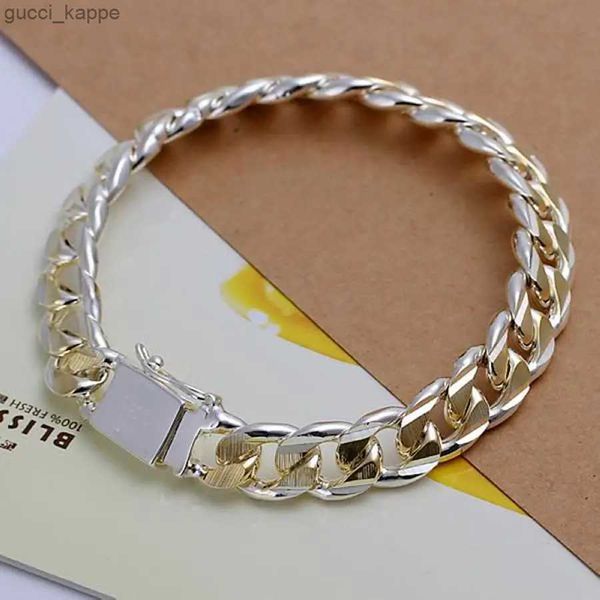 Chaîne Nouvelle 925 Bracelettes de chaîne solide à argent sterling sterling 8/10 mm Chaîne Chaîne Noble Wedding Bijoux Fashion Charmes Cadeau d'anniversaire de fête