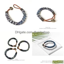 Ketting Nieuwe Blauwe Kleurstof Armband Vintage Shirt Versieren Handgemaakte Katoen En Linnen Stof Riem Drop Levering Sieraden Armbanden Dh0J2