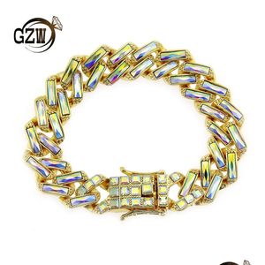 Ketting Nieuwe Mode Blingbling Rec Corf Diamant Heren Cubaanse Link Strass Armband Hip Hop Goud Sier Kettingen Sieraden Geschenken Voor drop Deli Otdtf