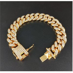 Keten Nieuwe mode Luxe Iced Out Cubaanse linkarmband voor vrouwen mannen Goud zilveren kleur bling Rhinestone sieraden 231016