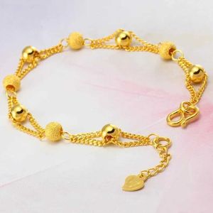Keten Nieuwe Vergulde Armband Oud Zand Goud Mode Kralen Armband Europese Gouden Armband Bruiloft Sieraden Q240401
