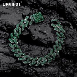 Chaîne nouveau strass vert glacé lien cubain Bracelet pour hommes 14MM pistolet noir broches Bracelets Hip Hop bijoux cadeaux 231016