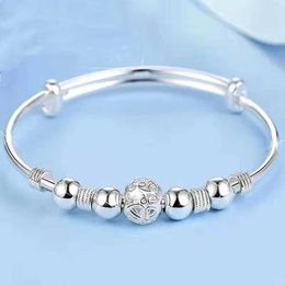 Chaîne New Korean Fashion Silver Color Lucky Beads Bangles pour femmes Bracelets de luxe Designer Party Bijoux de mariage Y240420