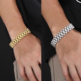 Keten Nieuwe Rvs Vergulde Afneembare Polsbandjes Armbanden Armbanden voor Vrouwen Mannen Hiphop Zilveren Horloge Wrap 231016