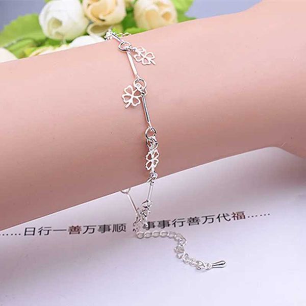 Chaîne New Style Bracelet plaqué en argent estampillé Feuilles de bracelet à charme bracelet pour femmes cadeaux de bijoux de fête de mariage