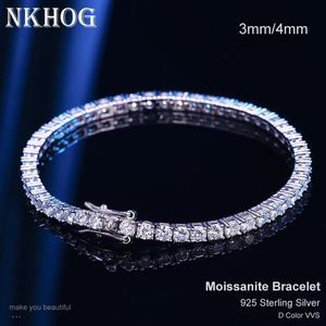 NKHOG Echte 4mm Tennisarmband Voor Vrouwen Mannen 925 Sterling Zilver Party Bruiloft Armbanden Met GRA Fijne Sieraden Gift 231128